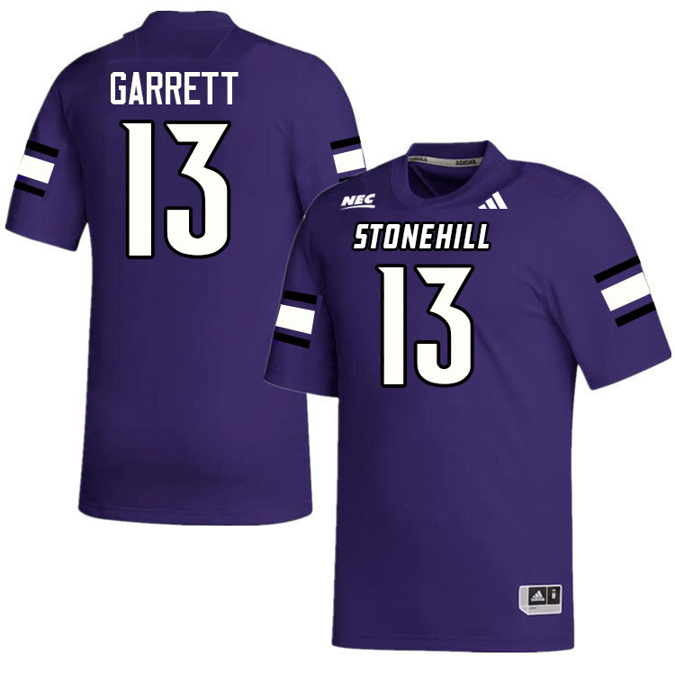 Stonehill Skyhawks #13 Aidan Garrett College Football Jerseys,Uniforms Stitched-Purple
